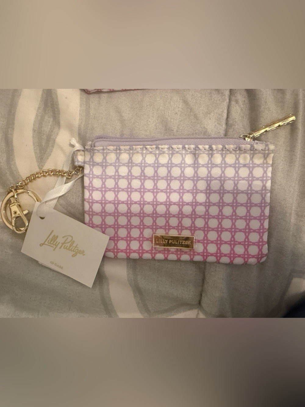 Lilly Pulitzer Pink to Lavender Ombre Card Pouch with Gold Accents